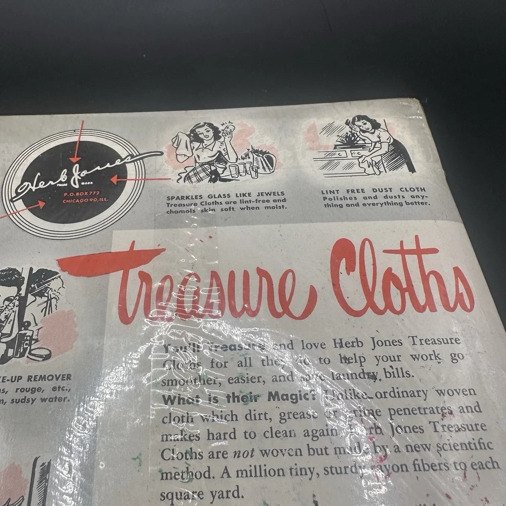 Vintage Old Stock Herb Jones Treasure Cloths Non-Woven Cleaning 5 Pack New‎ NIP